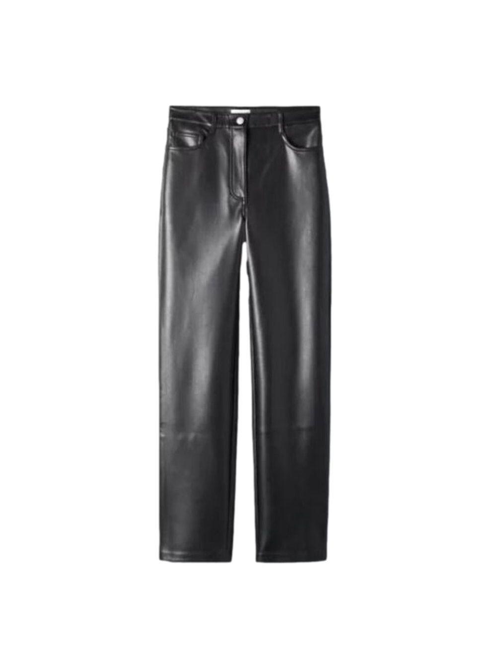 Aritzia Wilfred Melina High Rise Faux Leather Straight Leg Pant in Black 14Short